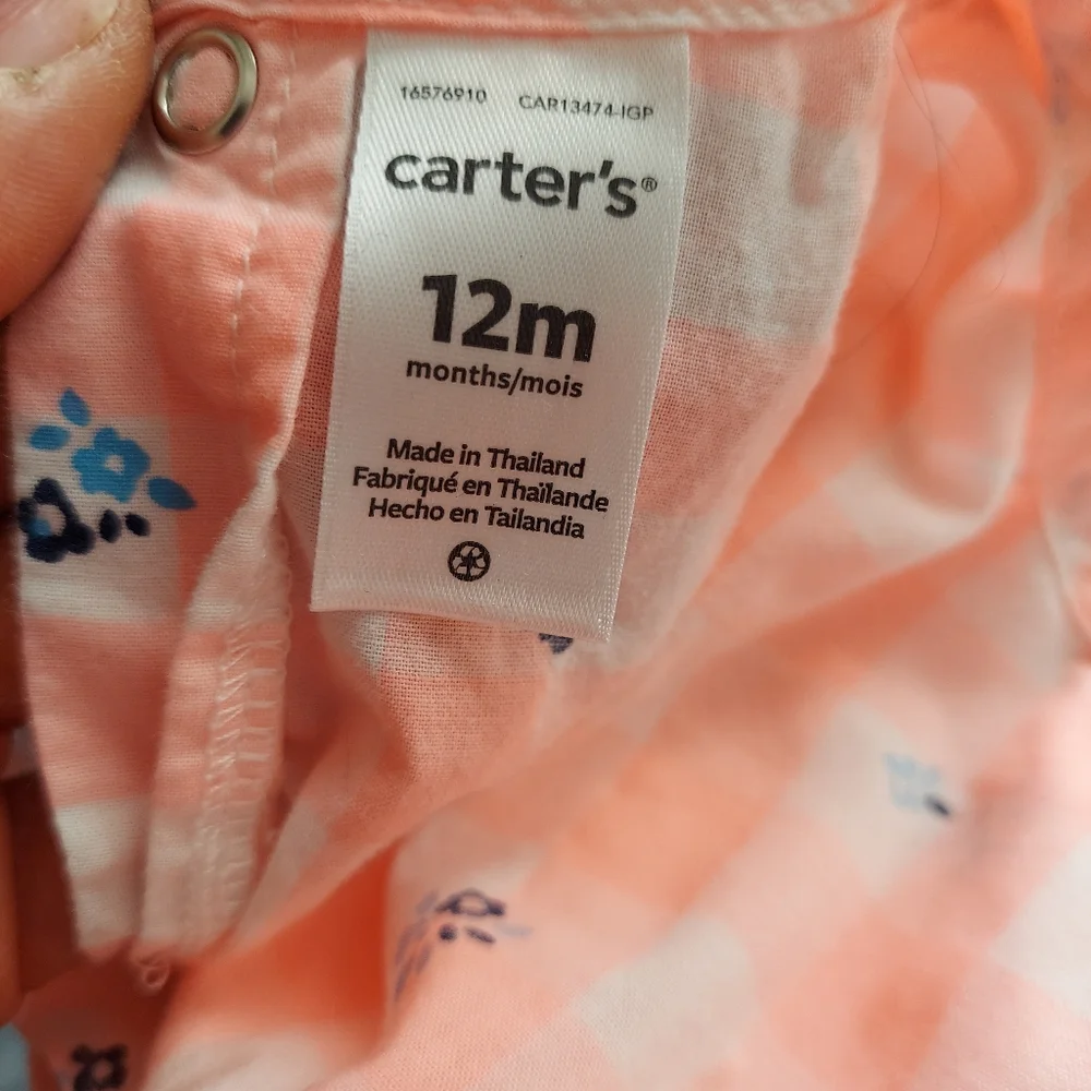 🎁 10/$25-Carter's  romper 12 months _ plaid and floral